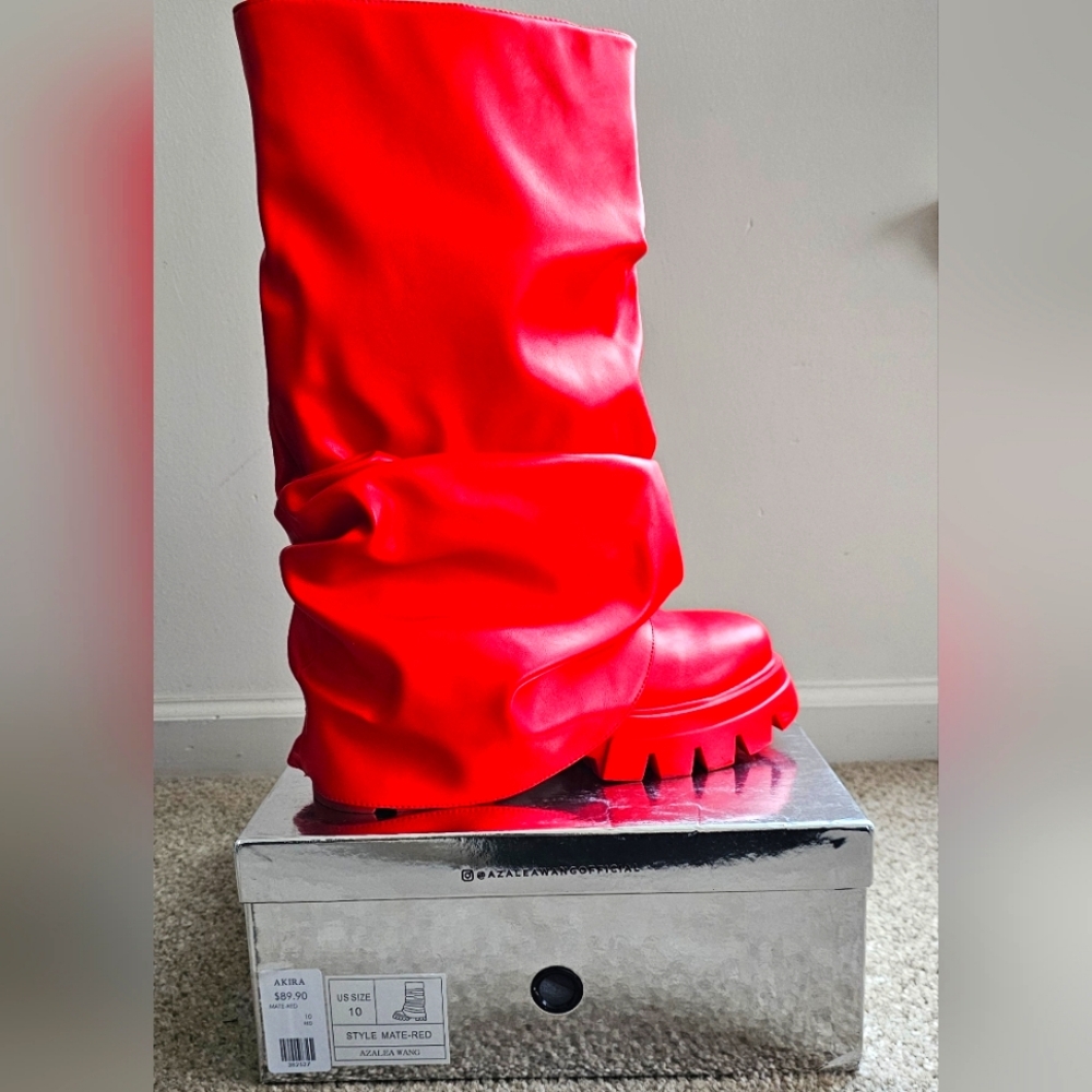 Red Slouch Combat Boots